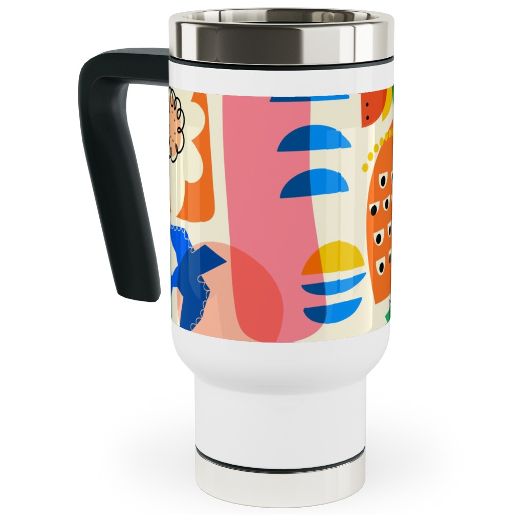 Abstract Shapes Fun Collage Multi Travel Mug with Handle Shutterfly