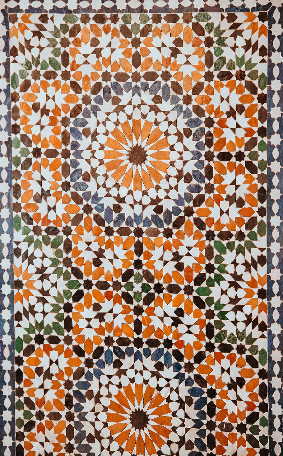 HD wallpaper Moroccan Mosaic Tiles, white and multicolored floral rug