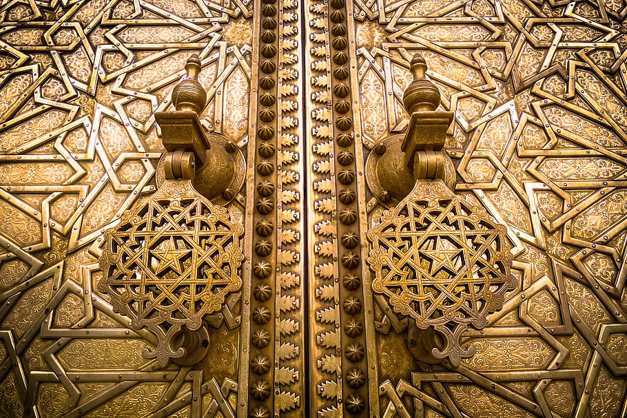 HD wallpaper door, knobs, mosque, plan, metal, morocco, full frame