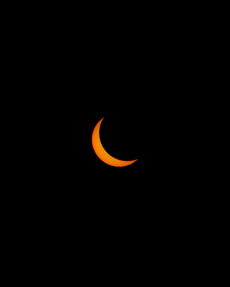 HD wallpaper crescent moon, orange crescent moon, solar eclipse