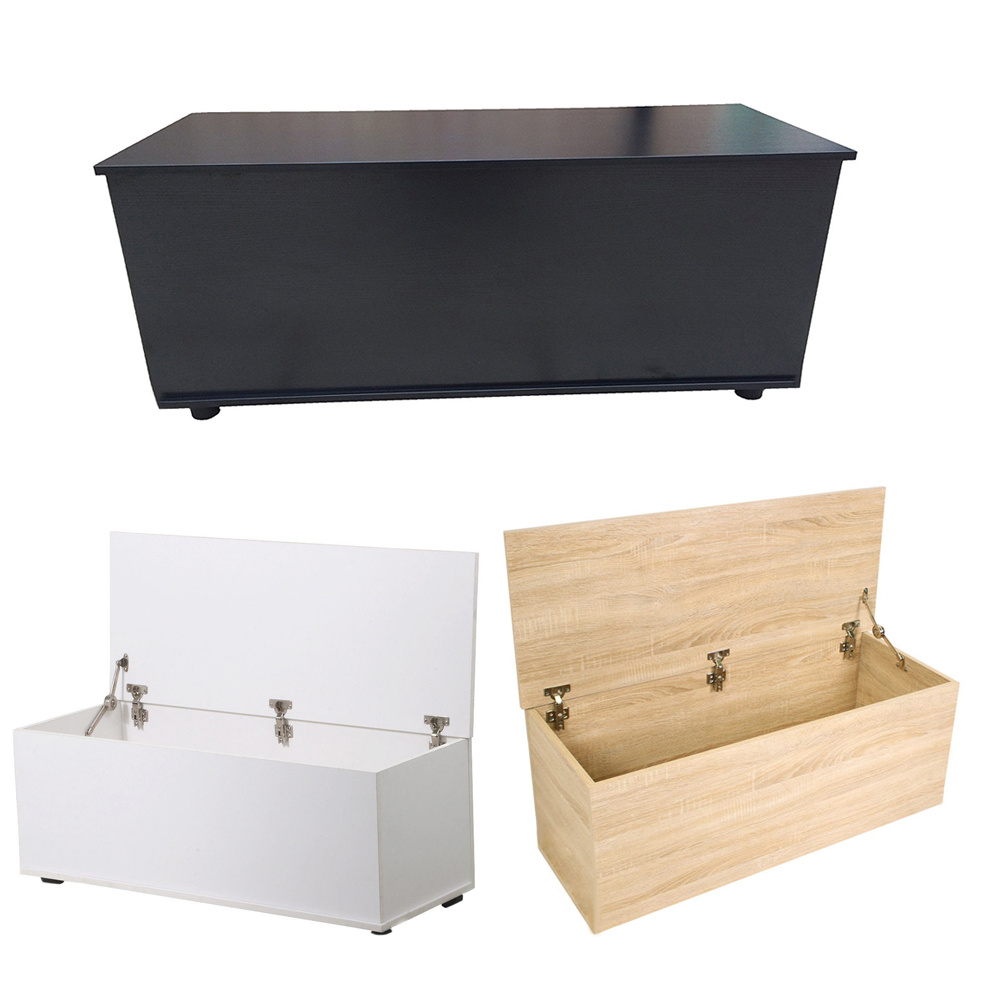 Plain Wooden Storage Ottoman Bench Chest Organizer Chair with Locking