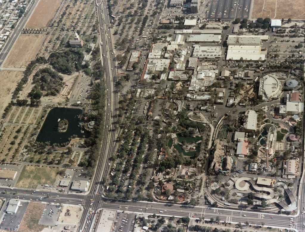 Aerial view of Knott's Berry Farm, looking south, 1977 Flickr