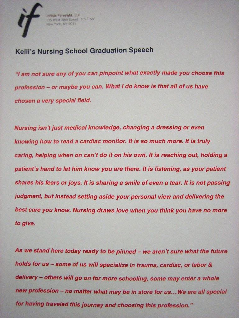 Nursing Graduation Speech Examples