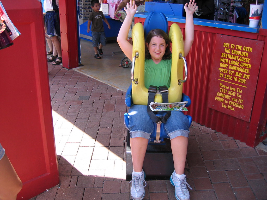 Mallory in the Superman roller coaster test harness Six … Flickr