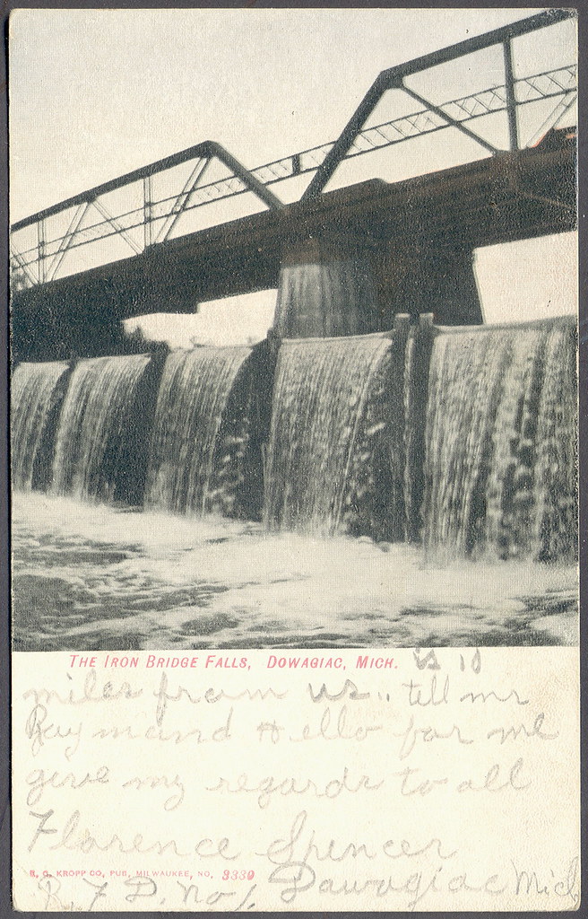 Dowagiac MI 1909 Falls at the Old Iron Bridge Dam across t… Flickr