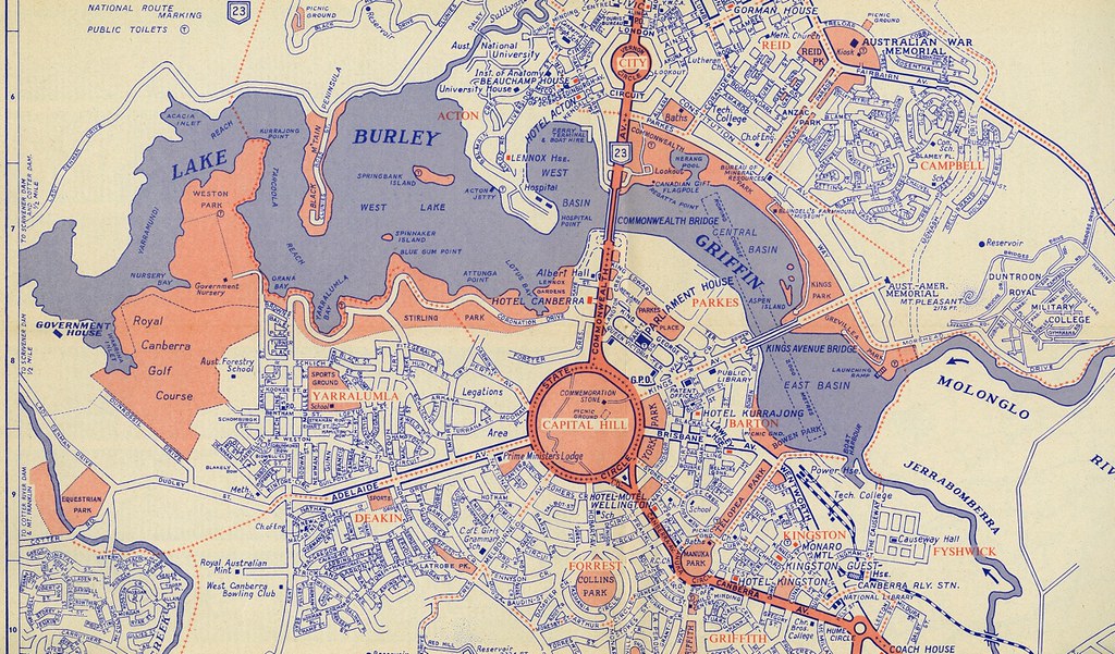 Map of Lake Burley Griffin, parliamentary triangle and the… Flickr