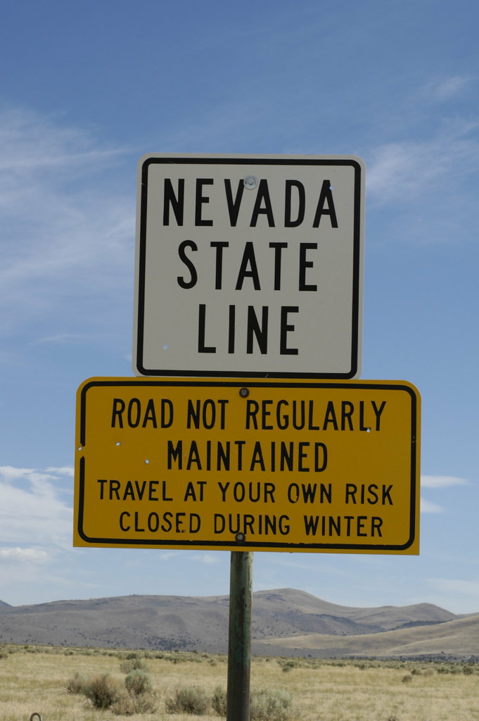 Nevada State Line Sign Border between Oregon and Nevada. D… Flickr