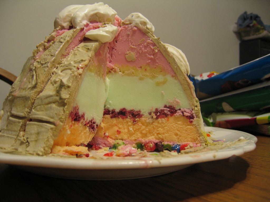 Volcano Ice Cream BDay Cake We made this cake by layering… Flickr