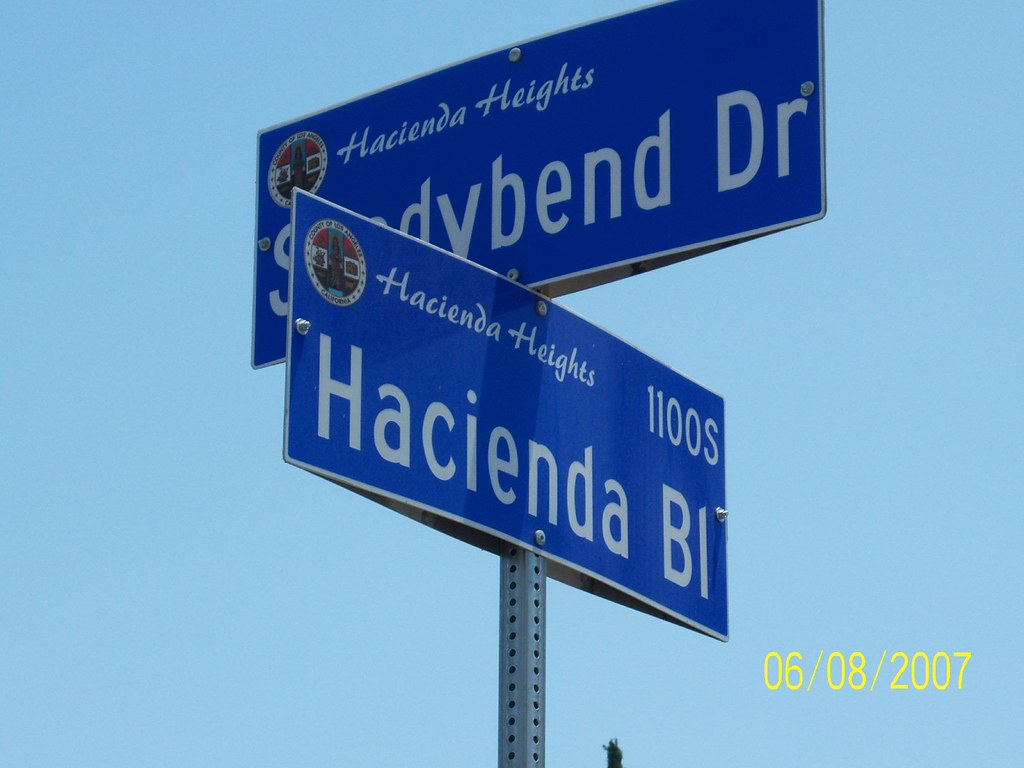 Hacienda Heights Street Sign Hacienda Heights isnt actuall… Flickr