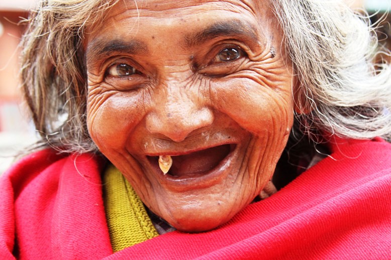 Lovely one tooth lady in Bhaktapur, Nepal
