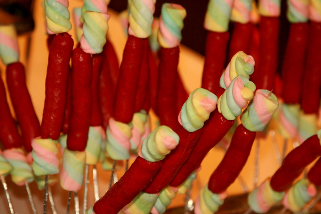 hotdog on stick with marshmallow One of Orosia Food Park's… Flickr