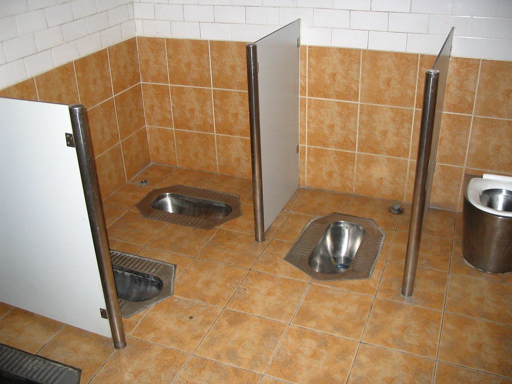 Very Public Toilets Note the use of squat toilets, and the… Flickr