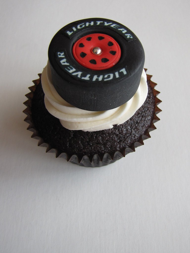 Race Car Tire Cupcake Chocolate cupcake filled with Boston… Flickr