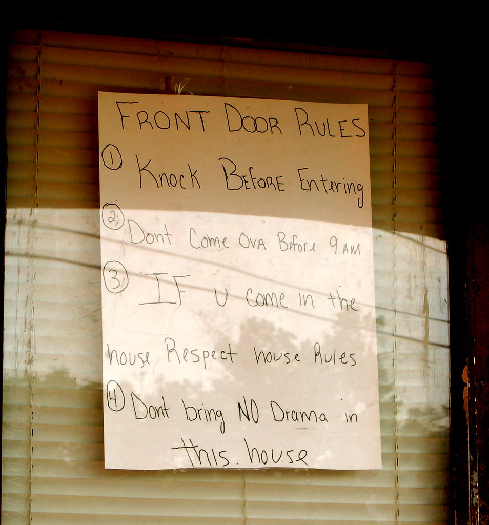 Front Door Rules "FRONT DOOR RULES 1) Knock Before Enterin… Flickr