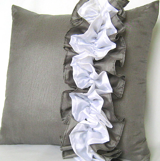 Gray and White Ruffle Pillow This chic and stylish ruffle … Flickr