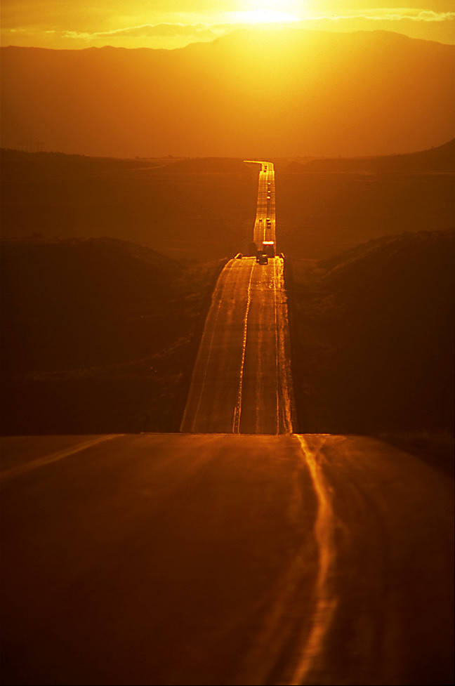 Highway into the sunset This hilly stretch of twolane hig… Flickr
