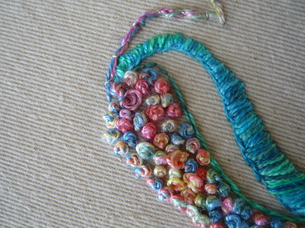 French knots detail, French knots, embroidery, floss, hear… Flickr