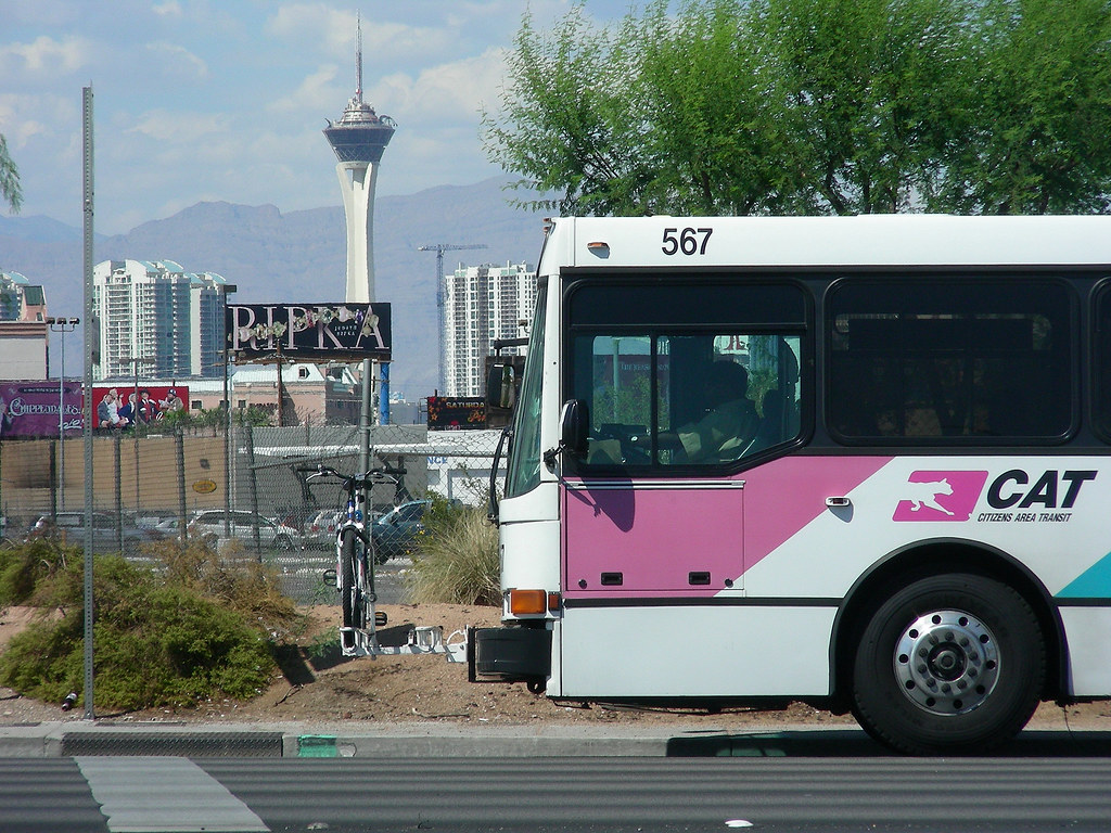 Las Vegas, Nevada Stratosphere Tower & CAT bus. So Cal
