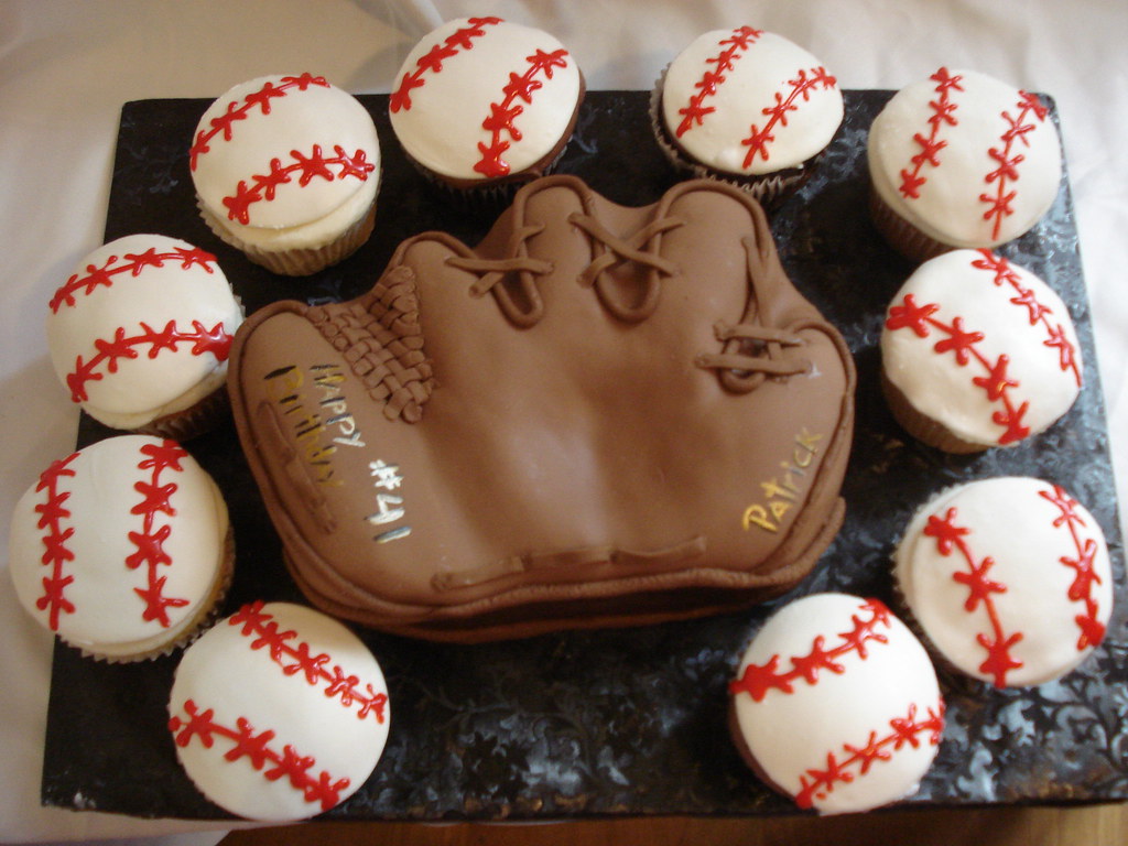 Baseball Mitt Cake and Baseball Cupcakes The Sugar Me Ba… Flickr