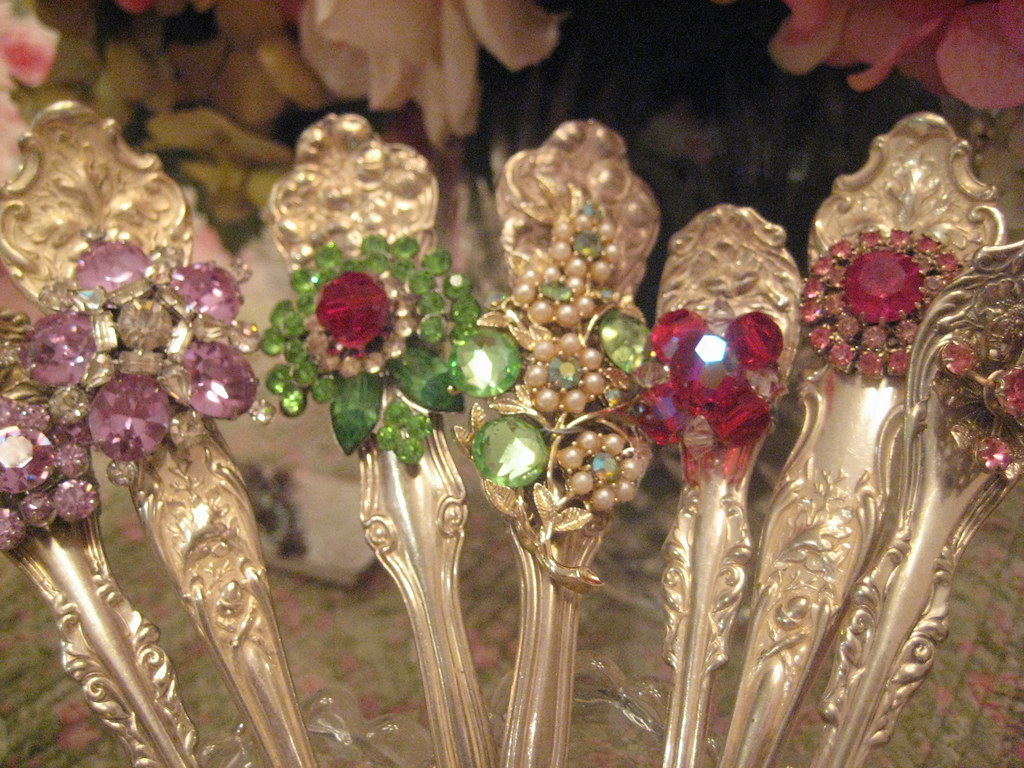 Vintage jeweled Silver Serving Pieces my latest work www.m… Flickr