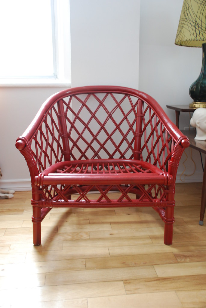 Rattan chair painted red I haven't painted my teal room ye… Flickr