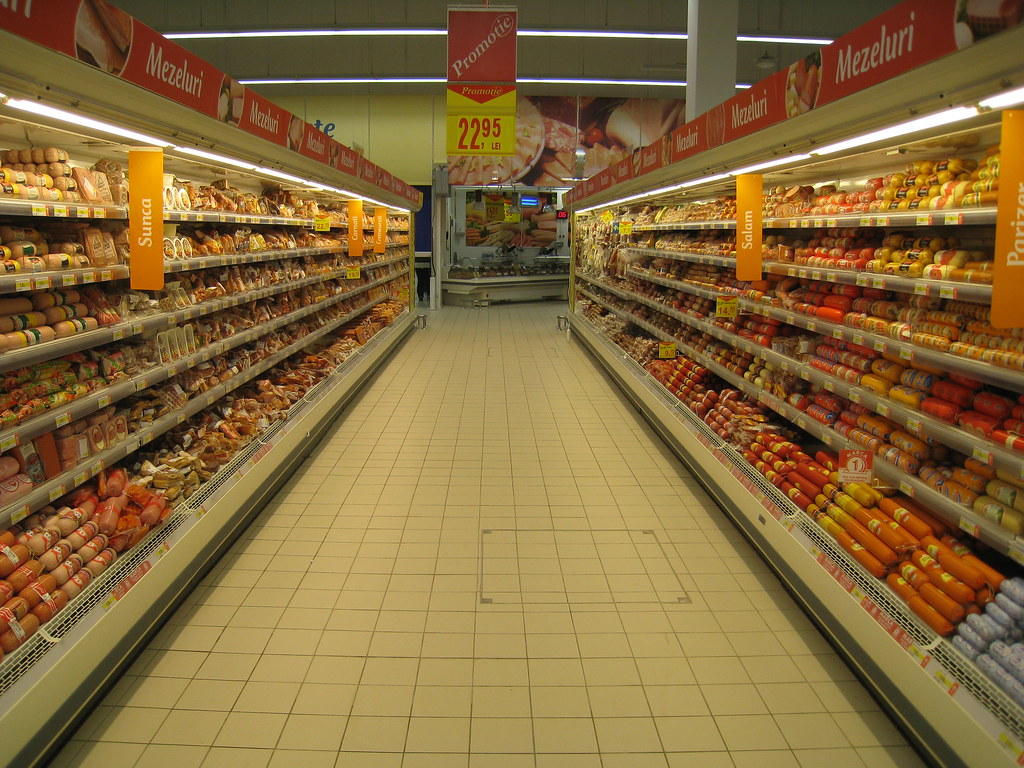 Meat aisle at Carrefour it's all sausages, pates and other… Flickr