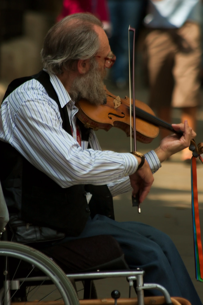 Wheelchair Violinist This guy was playing violin outside t… Flickr