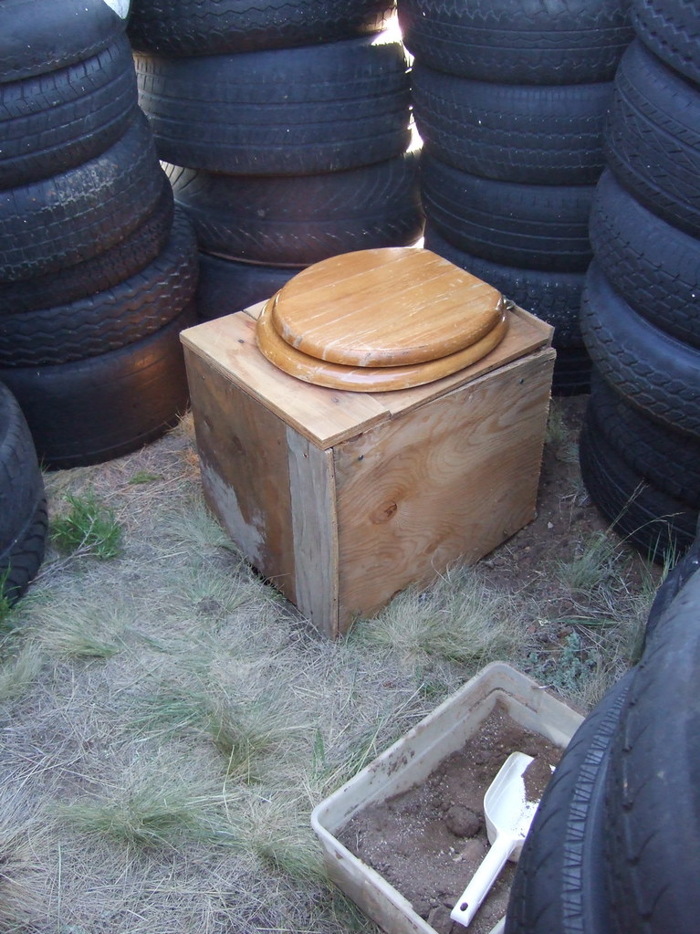 Pit Toilet Bathroom w Tire Walls Hardly more than a cat b… Flickr