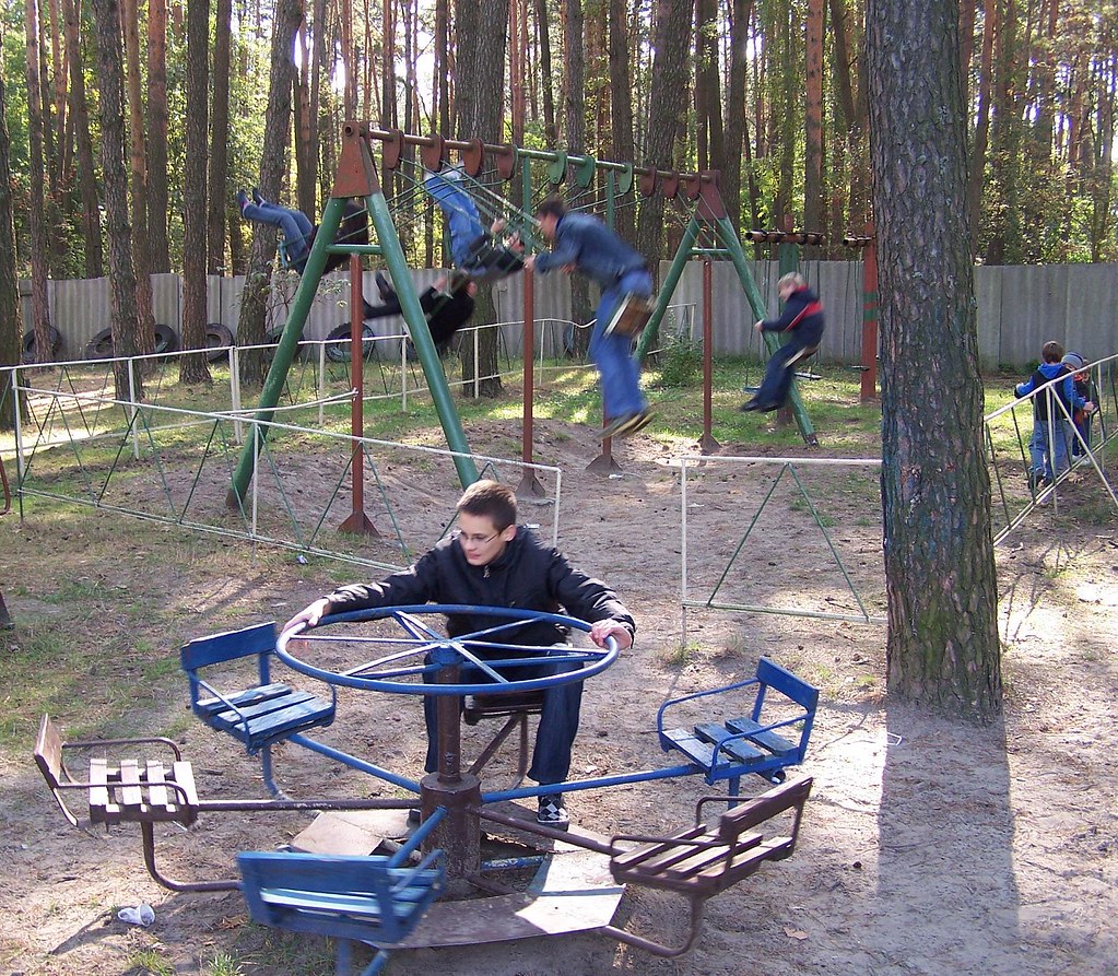 Dominic enjoying dangerous Soviet playground equipment Flickr