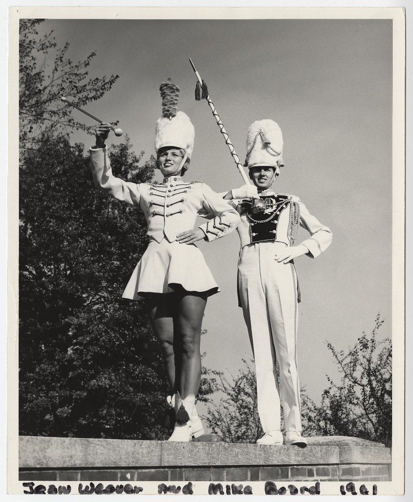 Head majorette Jean Weaver and drum major Mike Board, 1961… Flickr