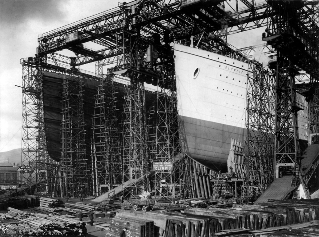 RMS Titanic and RMS Olympic under construction at Harland