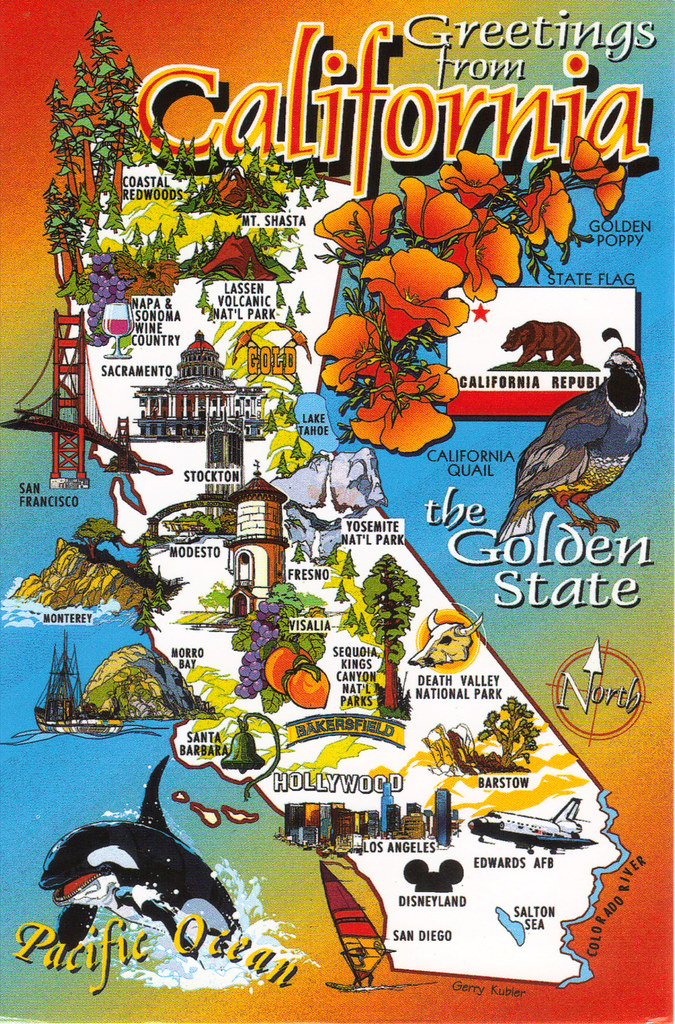 California State Cartoon Map Postcard Show The Map Card Yo… Flickr