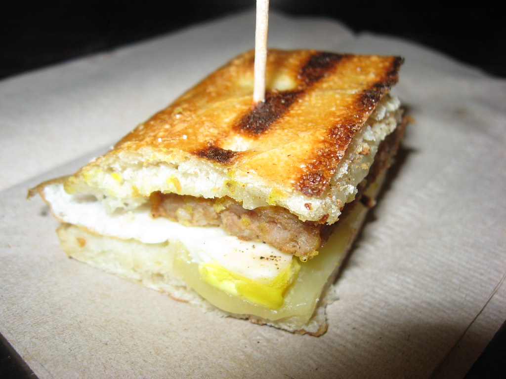 Panera Bread Sausage, egg and cheese grilled breakfast sa
