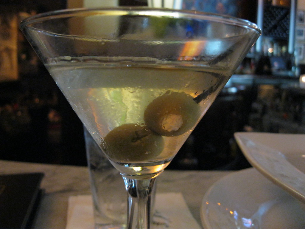 Dirty martini with blue cheese olives Stephanie Huang Flickr