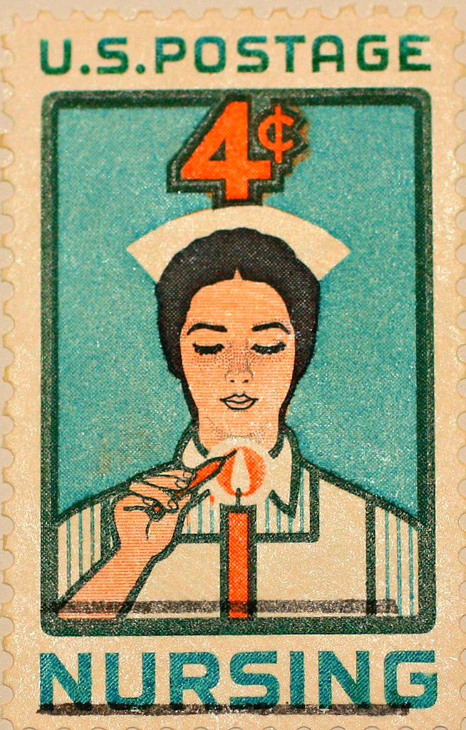 Nursing Stamp Here is a used stamp (note the postage mark … Flickr