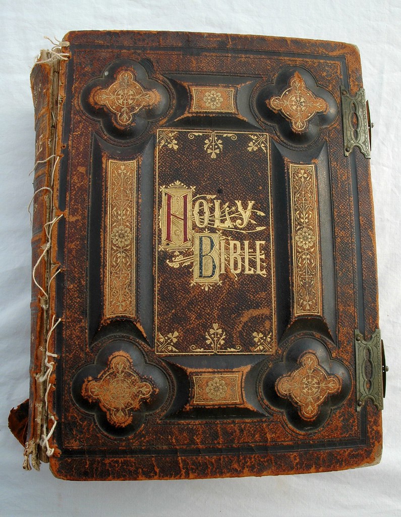 Holy Bible, dated 1885, antique gold lettering, leather an… Flickr
