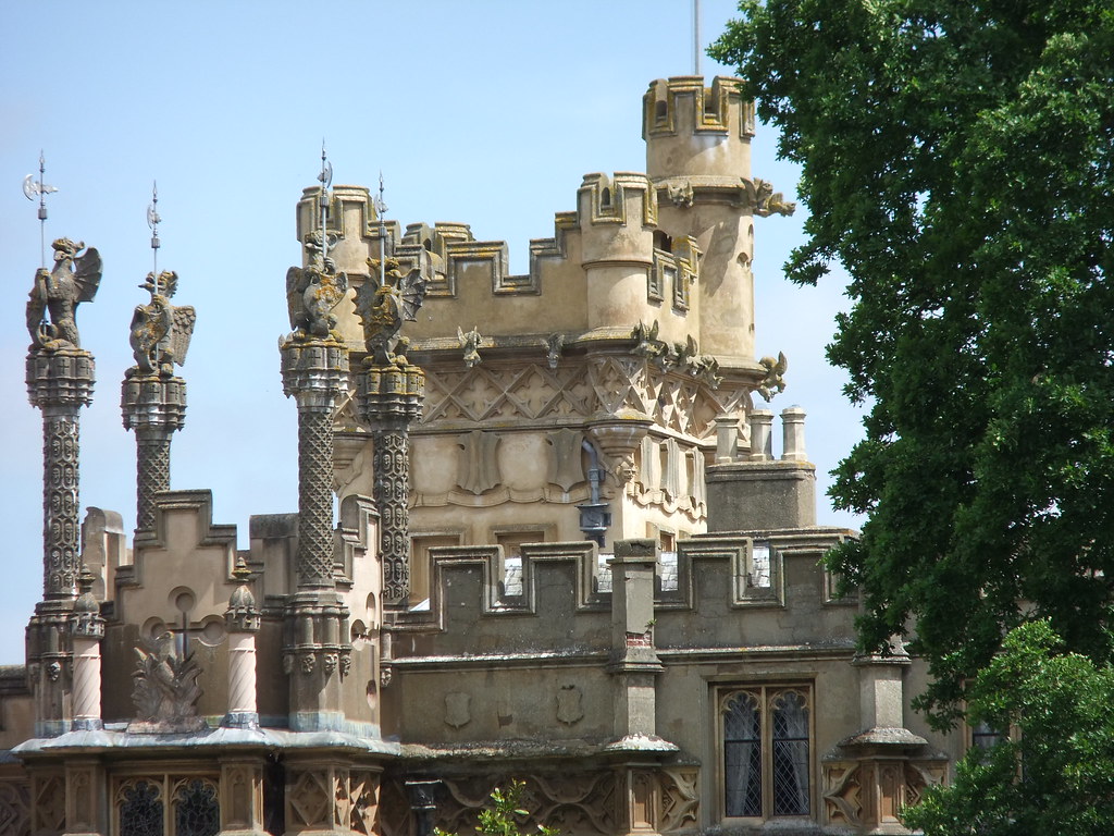 Skyline of Knebworth House towers, turrets, crenellations… Flickr