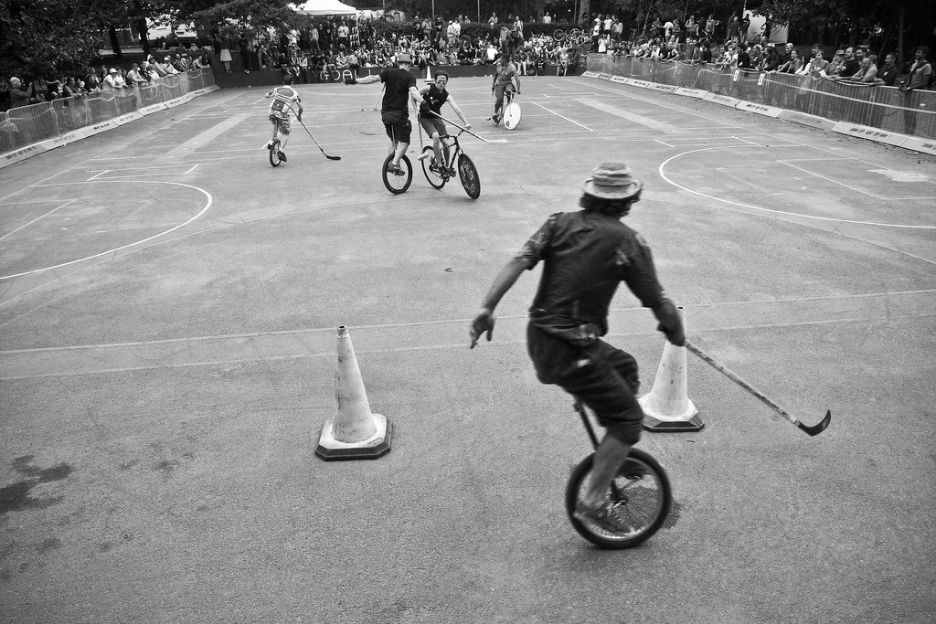 unicycle hockey vs bicycle polo unicycles trashed the bicy… Flickr