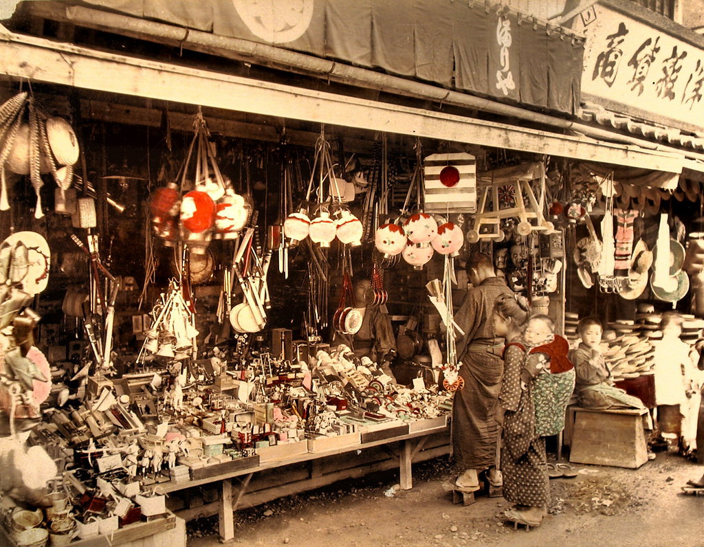 A Toy Shop in Old Japan Handcolored japanese albumen print… Flickr