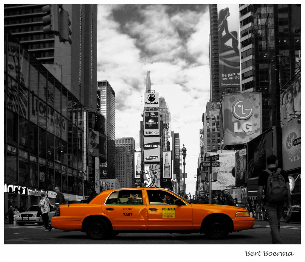 Yellow Cab Cab at Times Square New York Bert Boerma Flickr