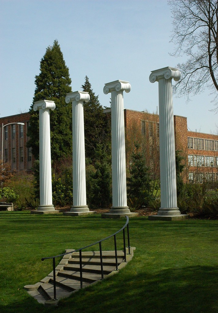 Greek reflection, the Four Pillars of the University of Wa… Flickr