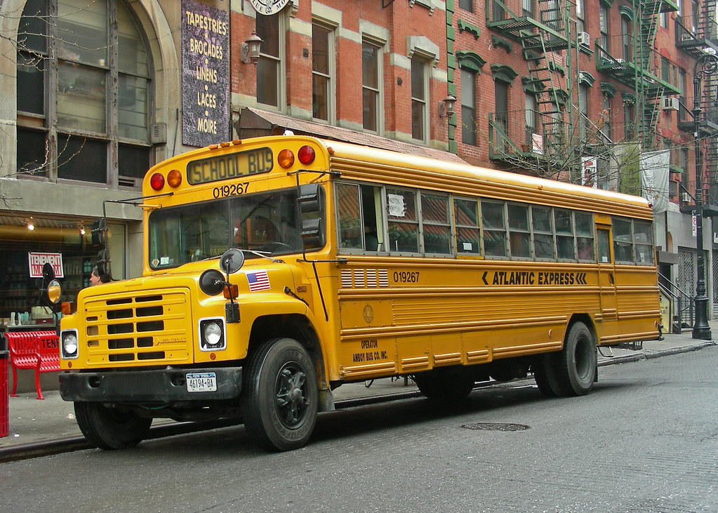 Atlantic Express International school bus on the Lower Eas… So Cal