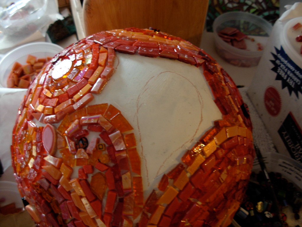 Mosaic Bowling Ball in Process Margaret Almon Mosaics Flickr