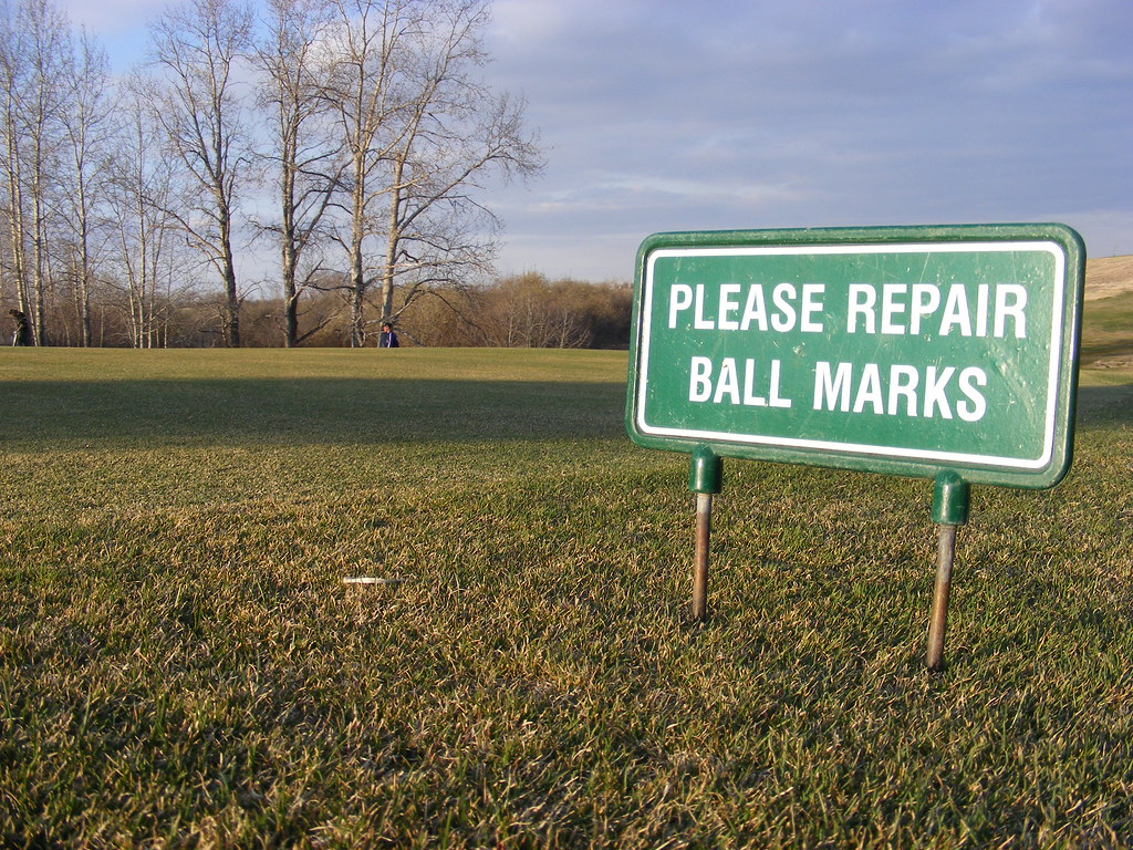 Please Repair Ball Marks Just off the 10th green. Flickr