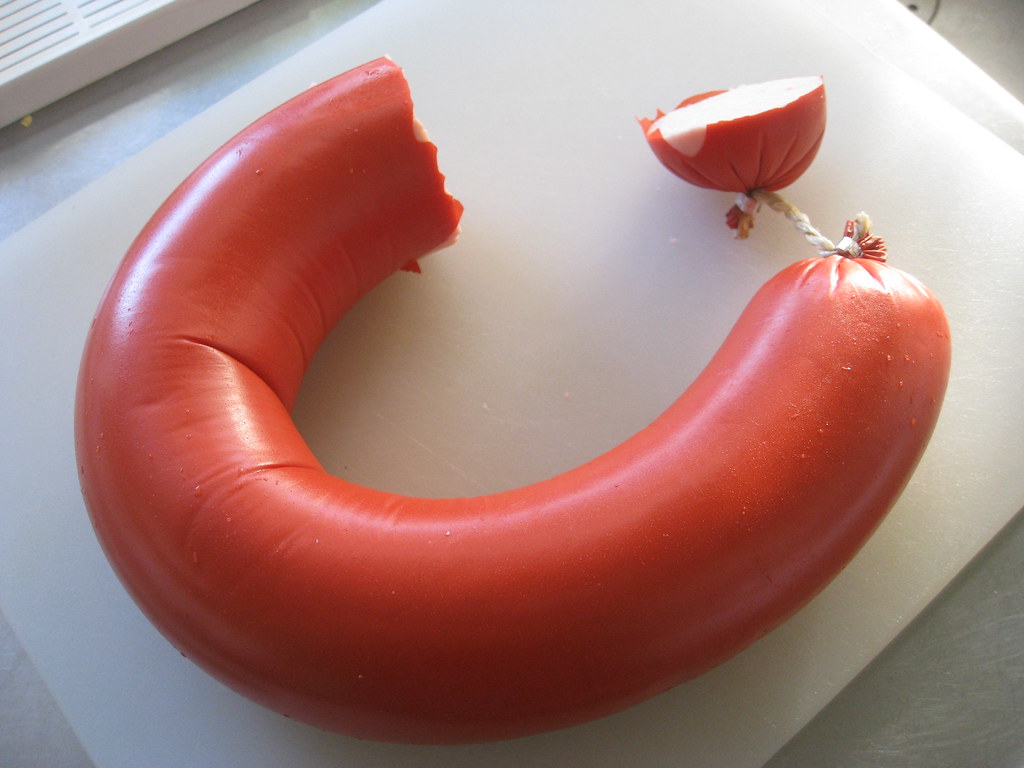 a big Swedish sausage falukorv. Tastes like bologna. Flickr