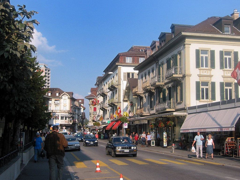 Interlaken Downtown street in Interlaken, Switzerland. marinajon
