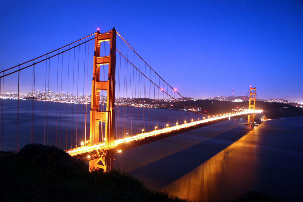Golden Gate Bridge at Night 60 second long exposure on a