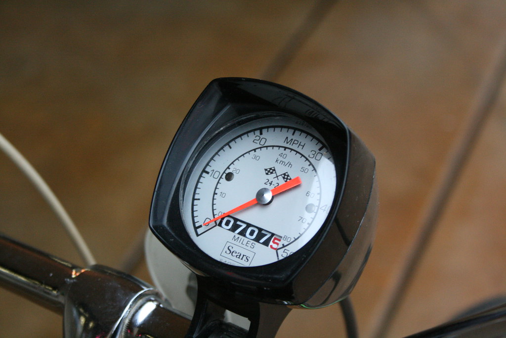 Sears bicycle speedometer Sears speedometer with checkered… Flickr