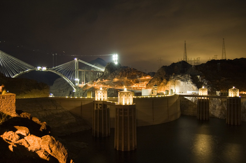Hoover Dam At Night Taken July 1, 2009, at Hoover Dam at n… Flickr