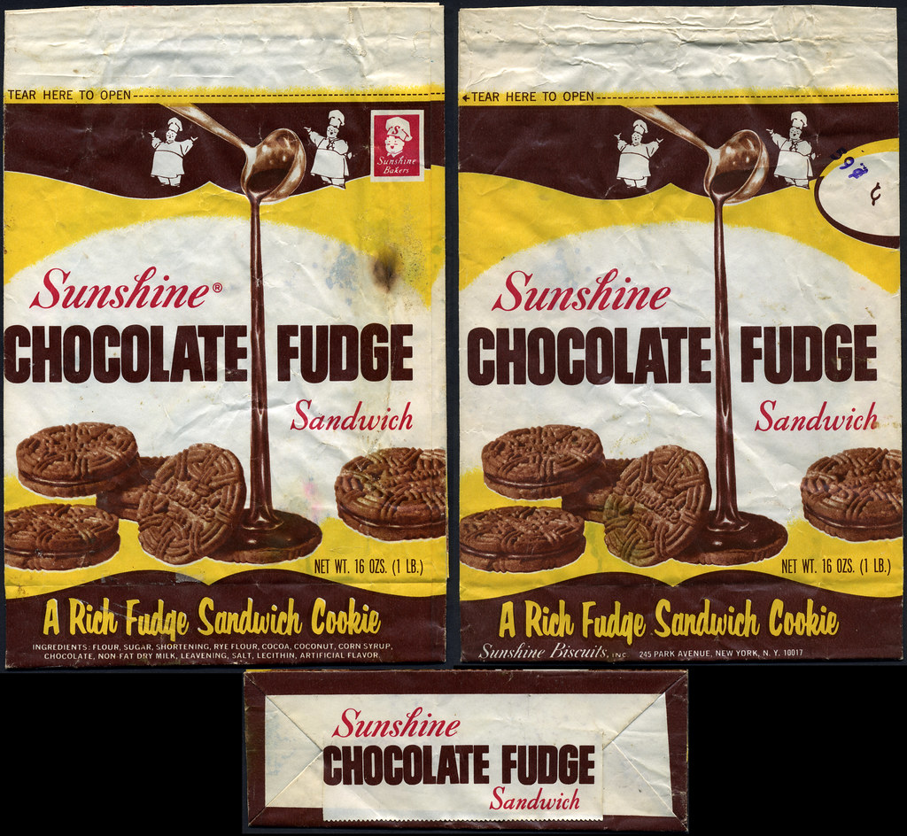 Sunshine Chocolate Fundge Sandwich cookie bag 1970's Flickr